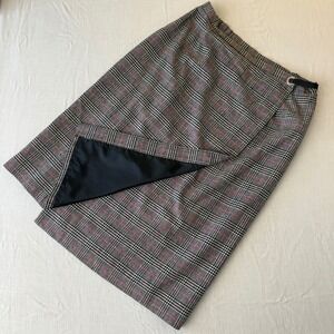 Evan-Picone Womens 20W Glen Plaid Wrap Skirt Wool Blend Dark Academia Midi Skirt